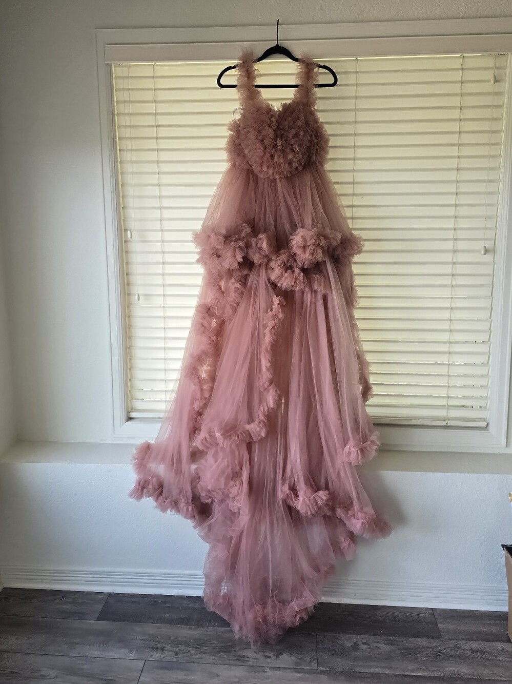 Romantic Rosy Pink Tulle Gown